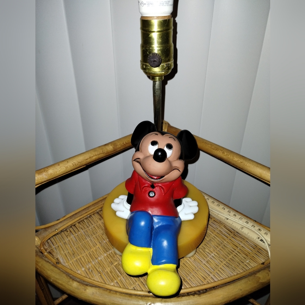 Vintage 1960s Mickey Mouse Nursery Lamp 3 Way Switch Night Light No Shade